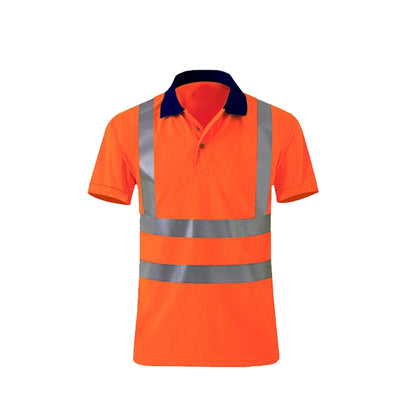 Reflective Quick-drying T-shirt Lapel Short-sleeved Safety Work Shirt, Size: XXXXL(Orange Red) - Workplace Safety Supplies by buy2fix | Online Shopping UK | buy2fix