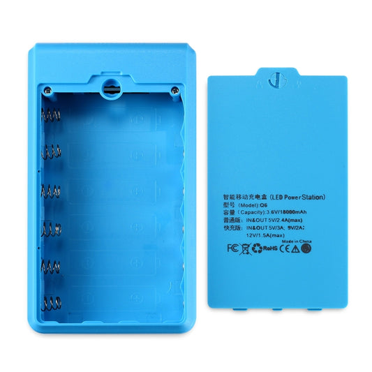 Q6 Removable 6 Sections 18650 Battery Box Charger Case, Style: Flash/Fast Charge(Blue) - Consumer Electronics by buy2fix | Online Shopping UK | buy2fix