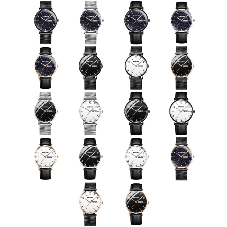 BINBOND B3820 30M Waterproof Ultra-thin Quartz Luminous Starry Watch, Color: White Net-White-White - Metal Strap Watches by BINBOND | Online Shopping UK | buy2fix