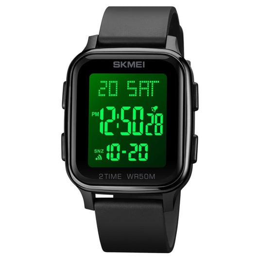 SKMEI 1858 Square Waterproof Digital Dual Display LED Luminous Watch(Black) - LED Digital Watches by SKMEI | Online Shopping UK | buy2fix