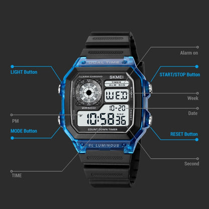 SKMEI 1998 Transparent Shell Ice Sensor Outdoor Sports Waterproof Multi-function Watch(Black) - Sport Watches by SKMEI | Online Shopping UK | buy2fix