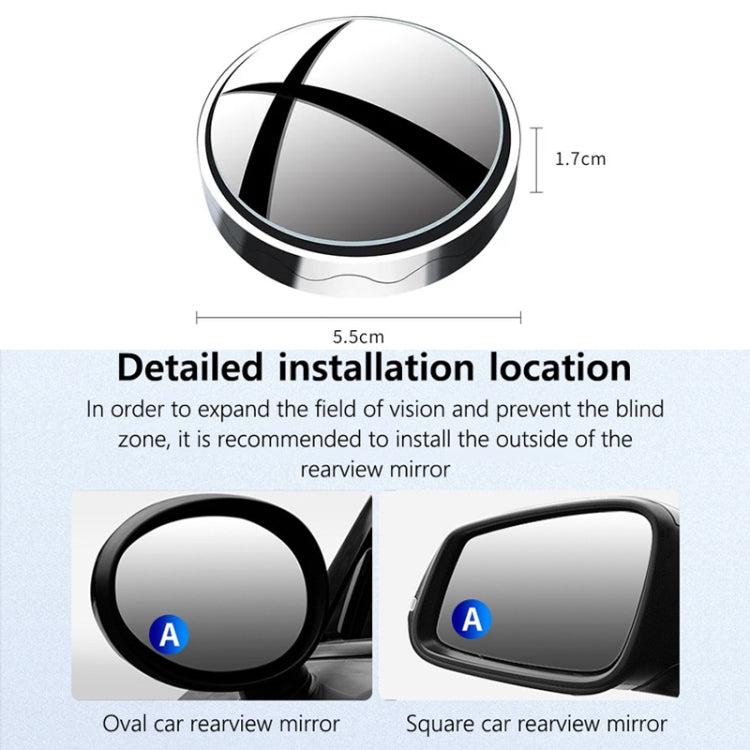 1pair Reversing Mirror Small Round Mirror HD Large View Suction Cup Blind Spot Mirror(White) - In Car by buy2fix | Online Shopping UK | buy2fix