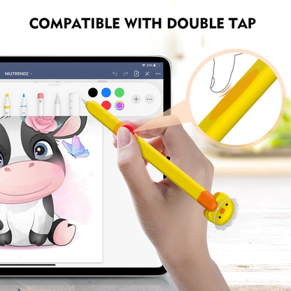 For Apple Pencil 2 AhaStyle PT-LC129 Pen Case Cartoon Silicone Protective Case(Cow Pink) - Pencil Accessories by AhaStyle | Online Shopping UK | buy2fix