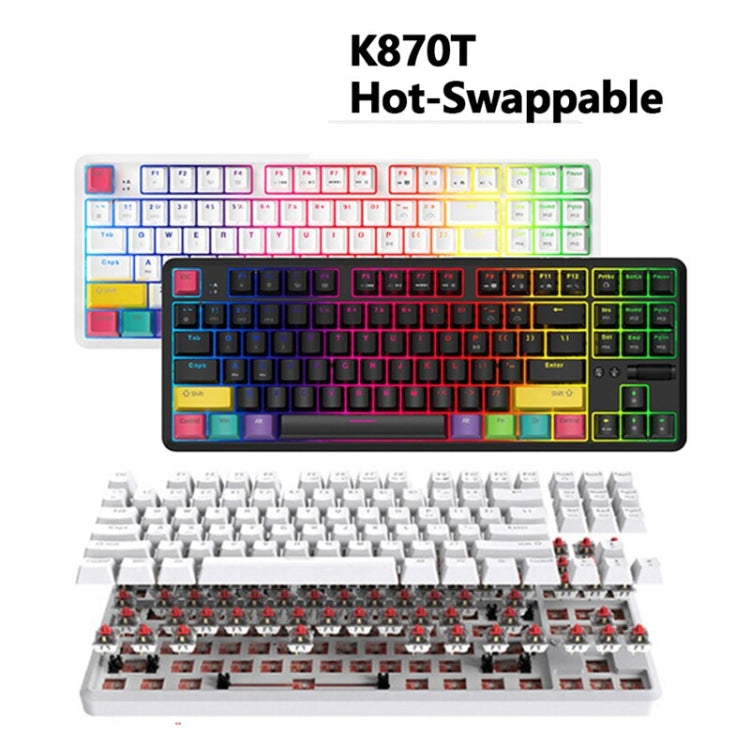 Ajazz K870T 87-Key Hot Swap Bluetooth/Wired Dual Mode RGB Backlight Office Game Mechanical Keyboard Green Shaft (Black) - Wireless Keyboard by Ajazz | Online Shopping UK | buy2fix