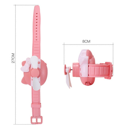 1158 Cartoon Shape Children Watch Fan USB Charging Portable Wrist Mini Fan(Pink Blue) - Electric Fans by buy2fix | Online Shopping UK | buy2fix