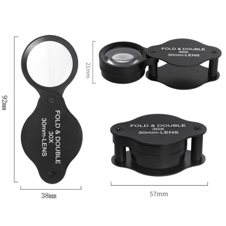 30x 30mm Optical Glass Lens Jewelry Appraisal Folding Magnifier(Carton Package) - Detection Jewelry by buy2fix | Online Shopping UK | buy2fix