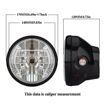 Motorcycle 7 Inch LED Headlamp Angel Ring Steering Function With Bracket(Shock Absorber Diameter 28-36mm) - Headlights by buy2fix | Online Shopping UK | buy2fix