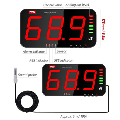 TASI TA653A Large Screen Wall-Mounted Noise Meter Decibel Detector - Light & Sound Meter by TASI | Online Shopping UK | buy2fix