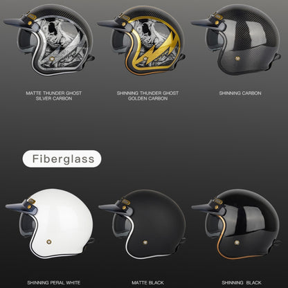 SOMAN Motorcycle Four Seasons Carbon Fiber Half Helmet, Color: Carbon Fiber Gold Lightning(S) - Helmets by SOMAN | Online Shopping UK | buy2fix