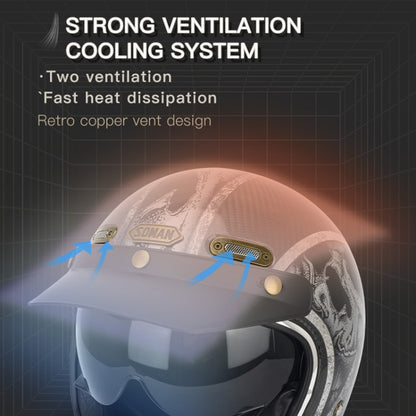 SOMAN Motorcycle Four Seasons Carbon Fiber Half Helmet, Color: Bright Carbon Fiber(XXL) - Helmets by SOMAN | Online Shopping UK | buy2fix