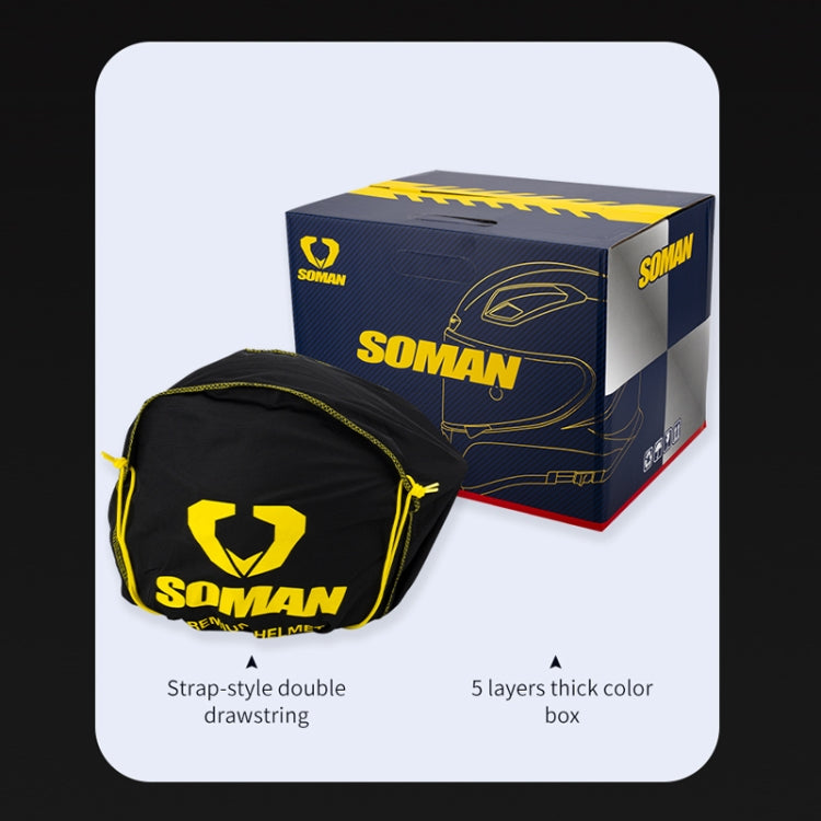 SOMAN Four Seasons Full Cover Motorcycle Helmet, Size: XXL(Snake Carbon Fiber Red) - Helmets by SOMAN | Online Shopping UK | buy2fix
