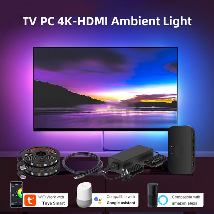 HDMI 2.0-PRO Smart Ambient TV Led Backlight Led Strip Lights Kit Work With TUYA APP Alexa Voice Google Assistant 2 x 2.5m(UK Plug) - Casing Waterproof Light by buy2fix | Online Shopping UK | buy2fix