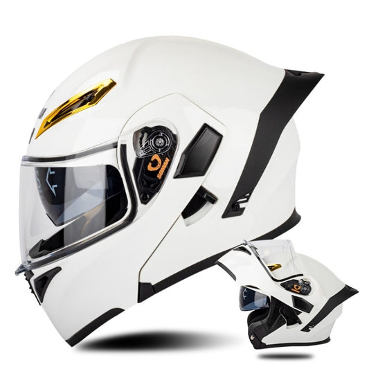 SOMAN Motorcycle Dual Lens Riding Peel-Off Full Coverage Helmet, Size: XL(Pearl White) - Helmets by SOMAN | Online Shopping UK | buy2fix