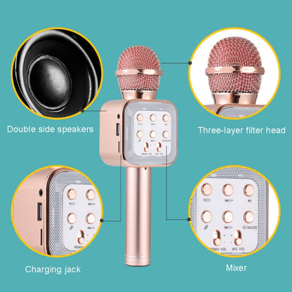 WS-1818 LED Light Flashing Microphone Self-contained Audio Bluetooth Wireless Microphone(Rose Gold) - Microphone by buy2fix | Online Shopping UK | buy2fix