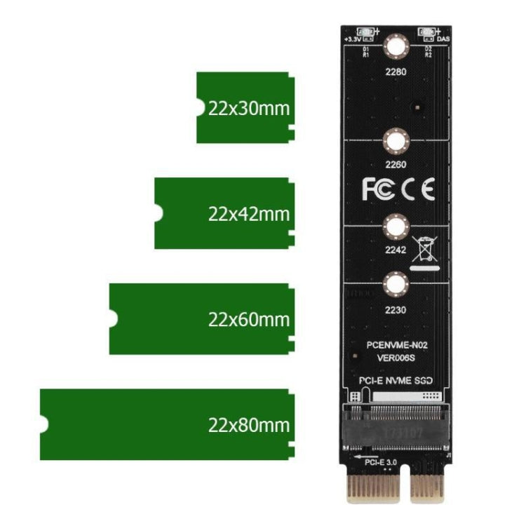 PCI-E 1X To M.2 NVME KEY-M SSD Riser Card Adapter With Baffle - Add-on Cards by buy2fix | Online Shopping UK | buy2fix