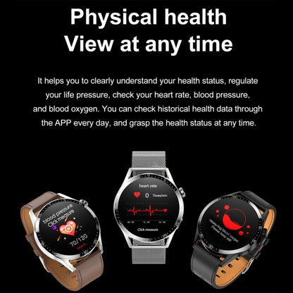 Sports Health Monitoring Waterproof Smart Call Watch With NFC Function, Color: Black-Black Leather - Smart Watches by buy2fix | Online Shopping UK | buy2fix