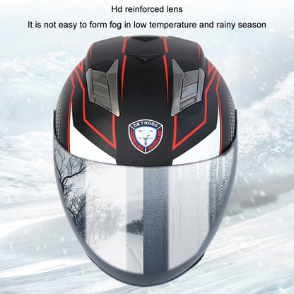 KUQIBAO Motorcycle Smart Bluetooth Sun Protection Double Lens Safety Helmet, Size: XXL(Matte Black Phantom Fiber+Gray Rear Spoiler) - Helmets by KUQIBAO | Online Shopping UK | buy2fix