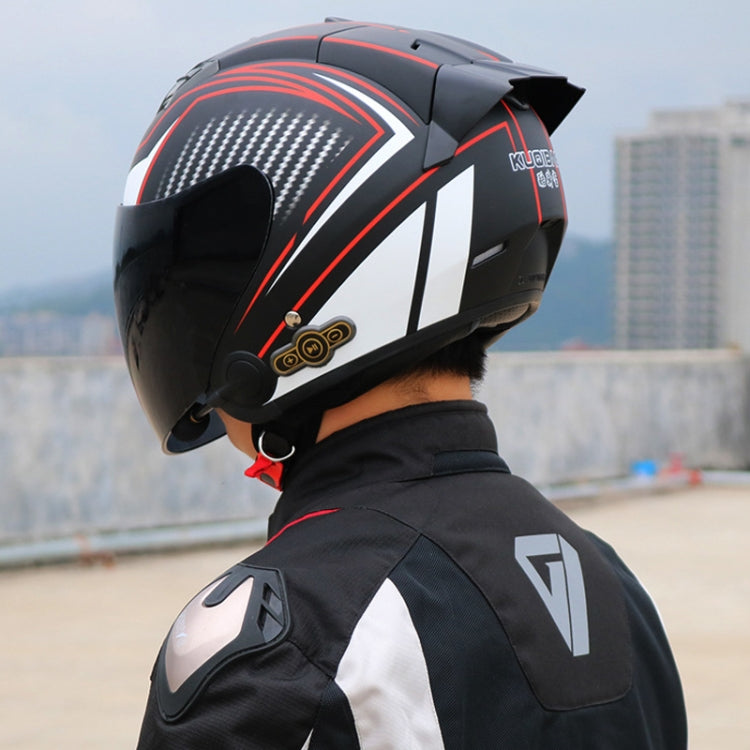 KUQIBAO Motorcycle Smart Bluetooth Sun Protection Double Lens Safety Helmet, Size: M(Bright Black) - Helmets by KUQIBAO | Online Shopping UK | buy2fix