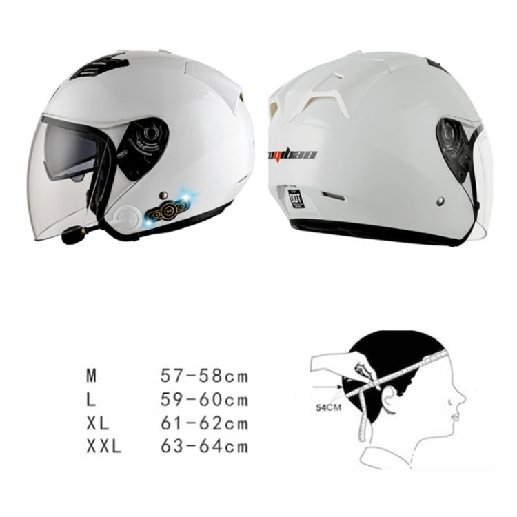 KUQIBAO Motorcycle Smart Bluetooth Sun Protection Double Lens Safety Helmet, Size: XXL(White Phantom Fiber+Gray Tail) - Helmets by KUQIBAO | Online Shopping UK | buy2fix