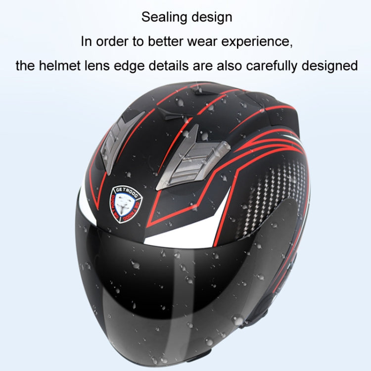 KUQIBAO Motorcycle Smart Bluetooth Sun Protection Double Lens Safety Helmet, Size: M(Bright Black) - Helmets by KUQIBAO | Online Shopping UK | buy2fix