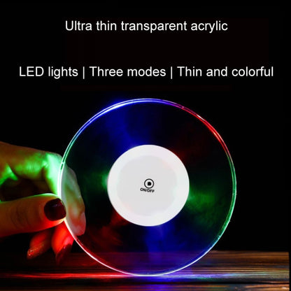 100x10mm Octagonal USB Charging LED Light Up Acrylic Coaster Transparent Crystal Base(Colorful Light) - Car Drink Holders by buy2fix | Online Shopping UK | buy2fix