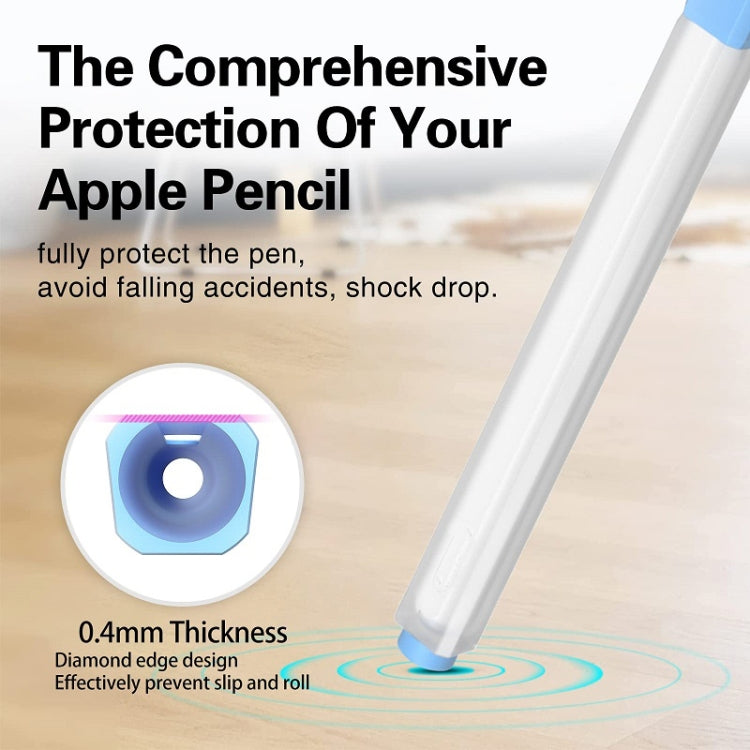 For Apple Pencil 2 Non-Slip Anti-Fall Translucent Segmented Pen Case(Mint Green) - Pencil Accessories by buy2fix | Online Shopping UK | buy2fix