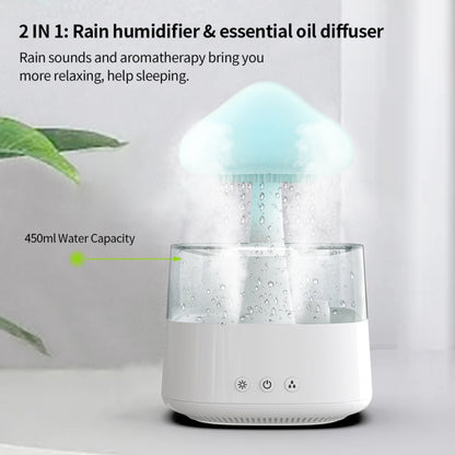 CH08 450ml Rain Humidifier Mushroom Cloud Colorful Night Lamp Aromatherapy Machine, Style: With Remote Controller(Light Wood Grain) - Air Purifiers & Accessories by buy2fix | Online Shopping UK | buy2fix