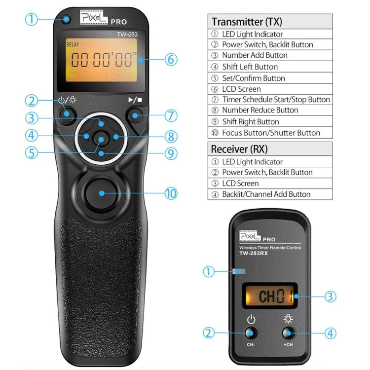 For Instax E3 Pixel TW283 Shutter Wireless Delay Remote Control SLR Shutter Flasher - Wireless Remote Control by Pixel | Online Shopping UK | buy2fix