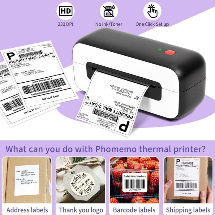 Phomemo PM246S Address Label Printer Thermal Paper Express E-Manifest Printer, Size: US(Black) - Printer by Phomemo | Online Shopping UK | buy2fix