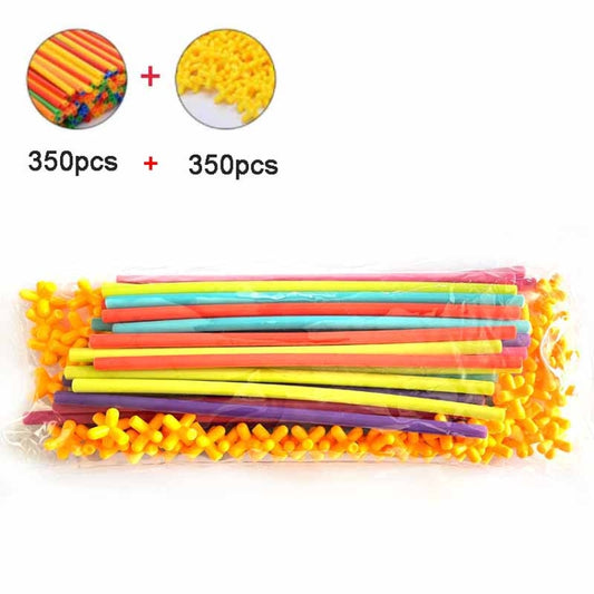 350pcs Pipe+350 Connectors DIY Plastic 4D Straw Building Blocks Joint Funny Development Toys - Building Blocks by buy2fix | Online Shopping UK | buy2fix