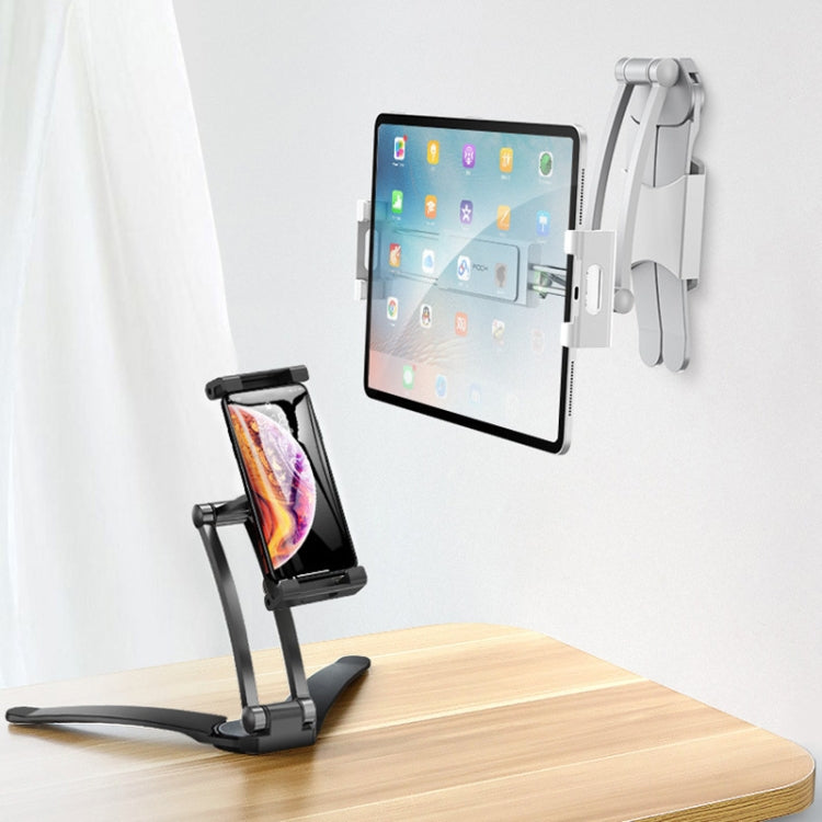 2 In 1 Aluminum Alloy Tablet PC Holder Wall Mount Mobile Phone Holder(Black) - Desktop Holder by buy2fix | Online Shopping UK | buy2fix