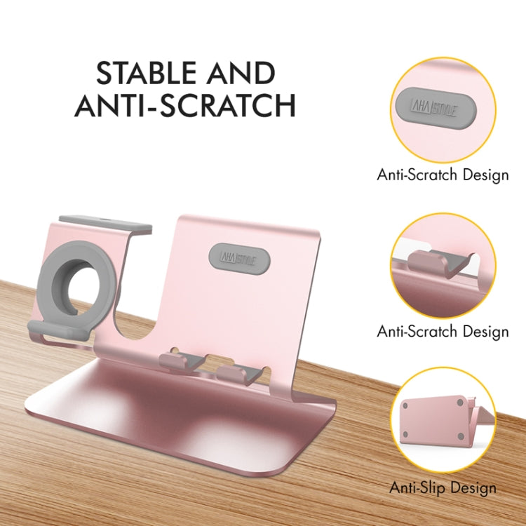 For IPhone / AirPods / Apple Watch Series AhaStyle 3 In 1 Aluminum Alloy Stand(Rose Gold) - Desktop Holder by AhaStyle | Online Shopping UK | buy2fix