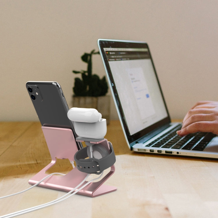 For IPhone / AirPods / Apple Watch Series AhaStyle 3 In 1 Aluminum Alloy Stand(Rose Gold) - Desktop Holder by AhaStyle | Online Shopping UK | buy2fix