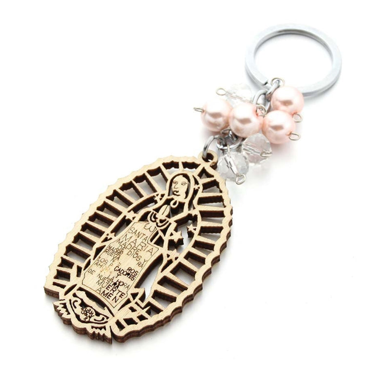 Wooden Sign Religious Baptismal Keychain(Pink) - Key Rings by buy2fix | Online Shopping UK | buy2fix