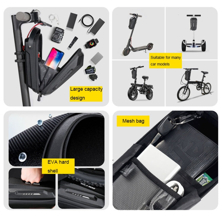 WILD MAN Scooter EVA Hard Shell Front Bag Folding Bicycle Quick Release Hanging Bag, Size: 3L(Black) - Accessories & Parts by WILD MAN | Online Shopping UK | buy2fix