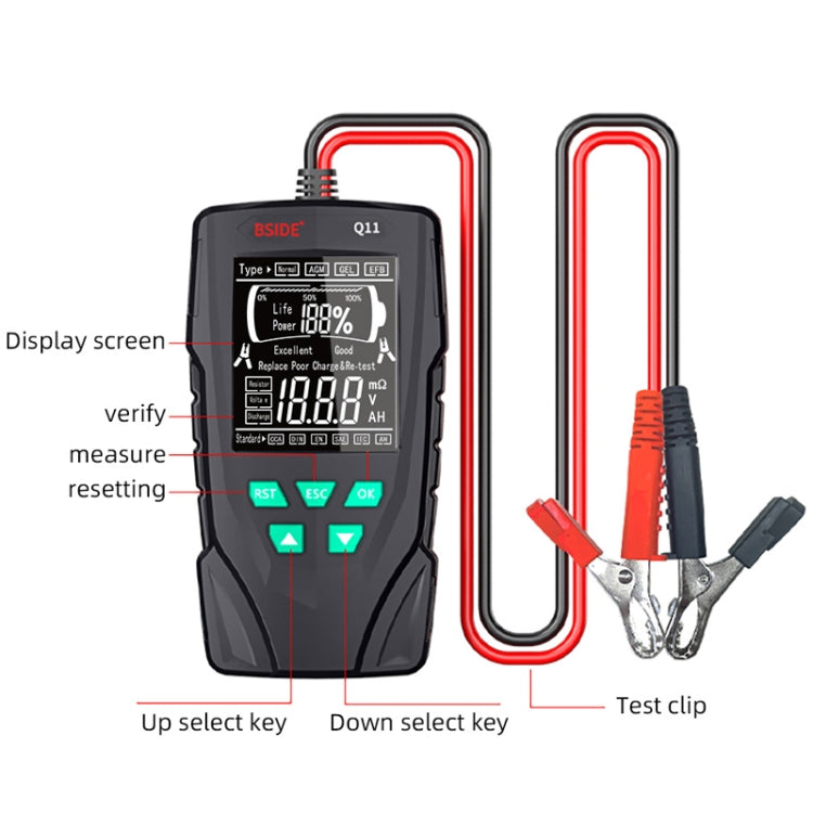 BSIDE Q11 Car Battery Detector 12V/24V Battery Life Capacity Internal Resistance Tester - Electronic Test by BSIDE | Online Shopping UK | buy2fix