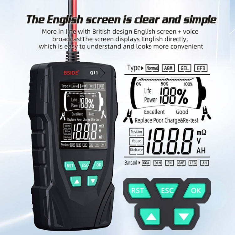 BSIDE Q11 Car Battery Detector 12V/24V Battery Life Capacity Internal Resistance Tester - Electronic Test by BSIDE | Online Shopping UK | buy2fix