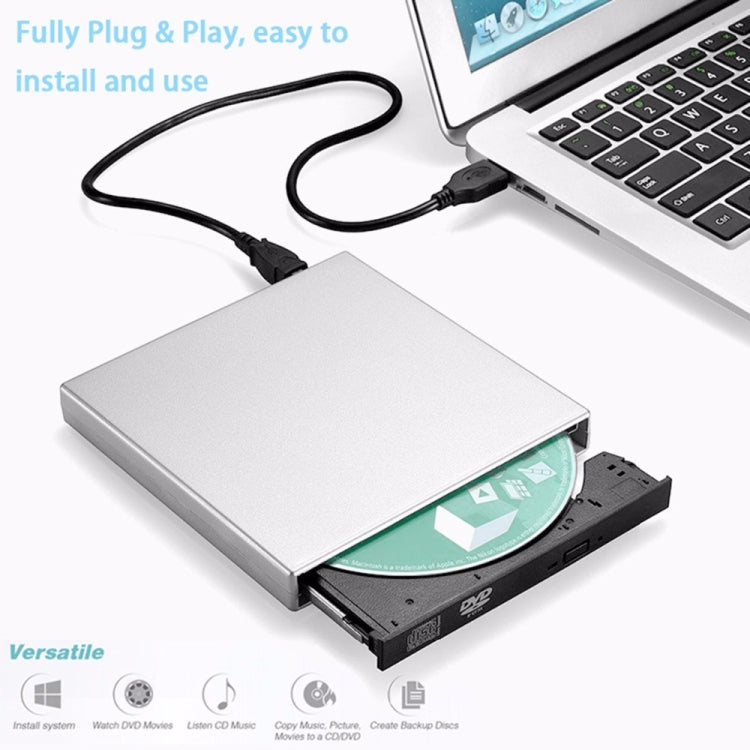 USB 2.0 Portable Ultra Slim External Slot-in DVD-RW CD-RW CD DVD ROM Player Drive for PC - Computer & Networking by buy2fix | Online Shopping UK | buy2fix