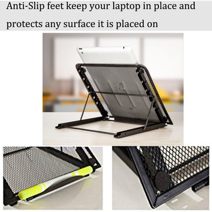 Portable Desktop Folding Cooling Metal Mesh Adjustable Ventilated Holder(Silver Gray) -  by buy2fix | Online Shopping UK | buy2fix