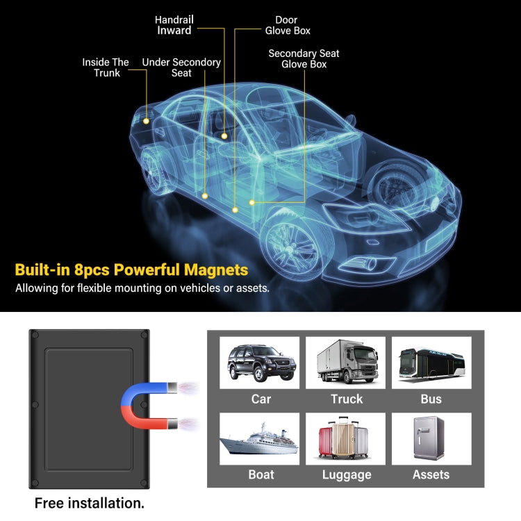 TK808 10000mAh GPS Intelligent Waterproof Multifunctional Vehicle Tracking Tracker (Black) - Car Tracker by buy2fix | Online Shopping UK | buy2fix