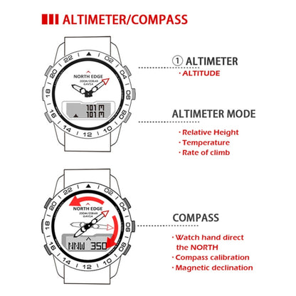 North Edge GAVIA Men Outdoor Sport 50m Waterproof Smart Digital Watch Diving Watch, Support Barometer & Pedometer(Silver) - Sport Watches by NORTH EDGE | Online Shopping UK | buy2fix