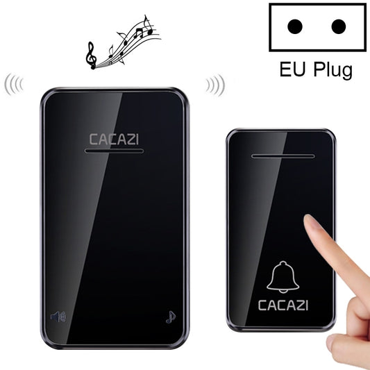 CACAZI FA8 Self-Powered Wireless Doorbell, EU Plug(Black) - Security by CACAZI | Online Shopping UK | buy2fix