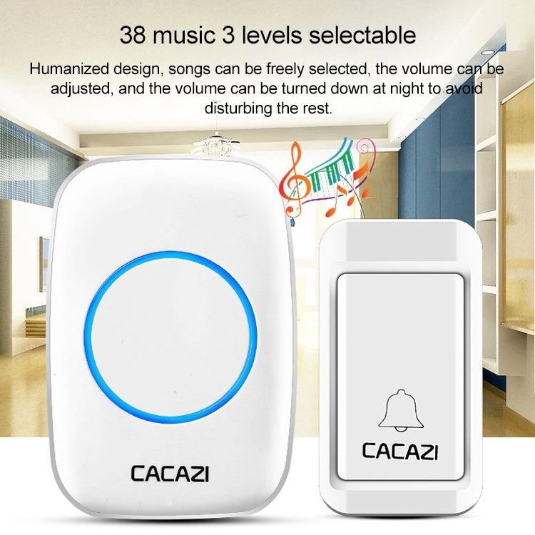 CACAZI A10G One Button Three Receivers Self-Powered Wireless Home Cordless Bell, UK Plug(Black) - Security by CACAZI | Online Shopping UK | buy2fix