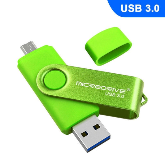 MicroDrive 16GB USB 3.0 Android Phone & Computer Dual-use Rotary Metal U Disk (Green) - Computer & Networking by MicroDrive | Online Shopping UK | buy2fix