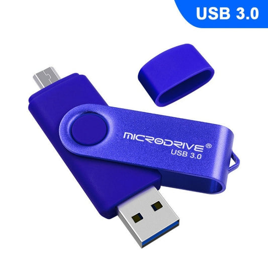 MicroDrive 16GB USB 3.0 Android Phone & Computer Dual-use Rotary Metal U Disk (Blue) - USB Flash Drives by MicroDrive | Online Shopping UK | buy2fix